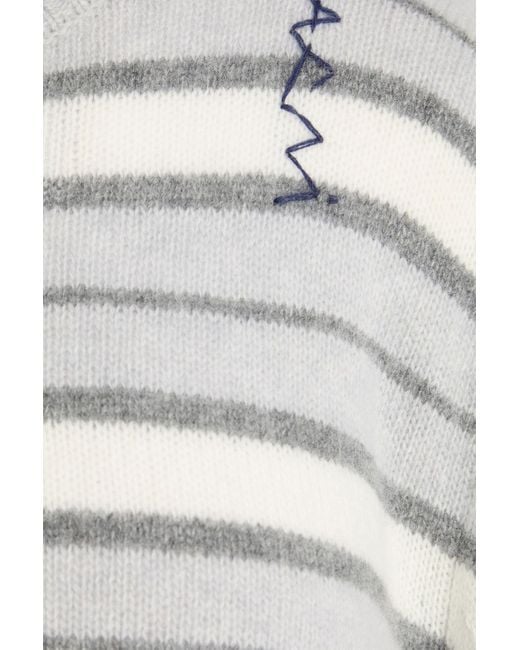 Marni White Open-Back Striped Wool And Cashmere-Blend Sweater