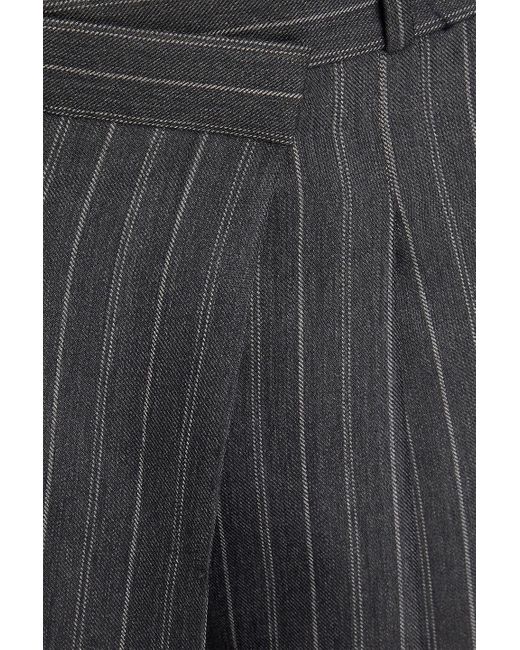 Jonathan Simkhai Gray Tayler Pleated Pinstriped Wool-blend Twill Wide-leg Pants