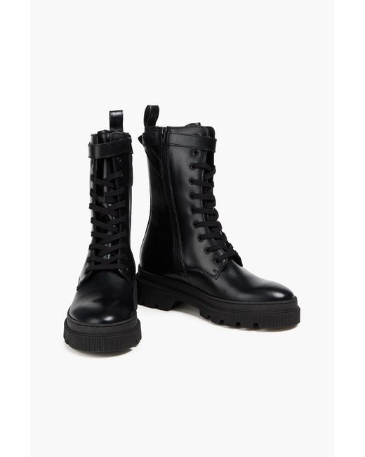 Claudie Pierlot Black Leather Combat Boots