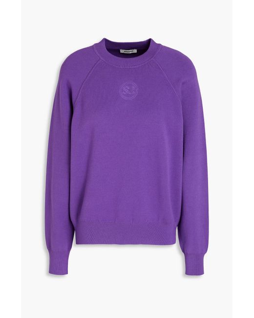 Sandro Logo-embroidered Ponte Sweatshirt in Purple | Lyst Canada