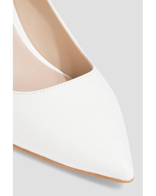 Stuart Weitzman White Leigh 75 Leather Pumps