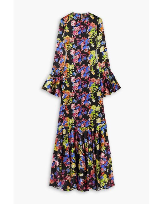 Caroline Constas White Allonia Floral-print Stretch-silk Gown