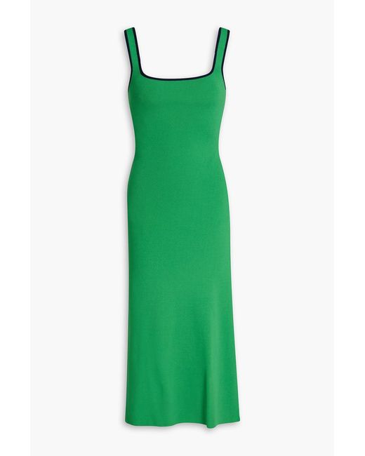 Staud Green Paityn Stretch-Knit Midi Dress
