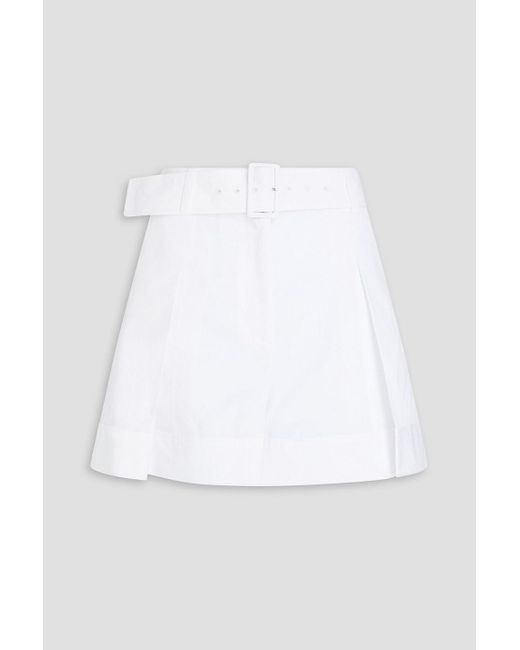 3.1 Phillip Lim White Belted Cotton-blend Poplin Shorts