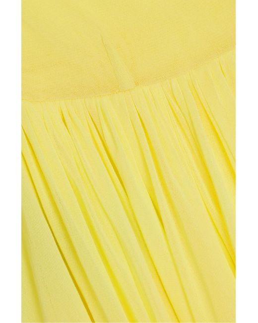 Philosophy Di Lorenzo Serafini Yellow Ruched Cutout Stretch-mesh Dress