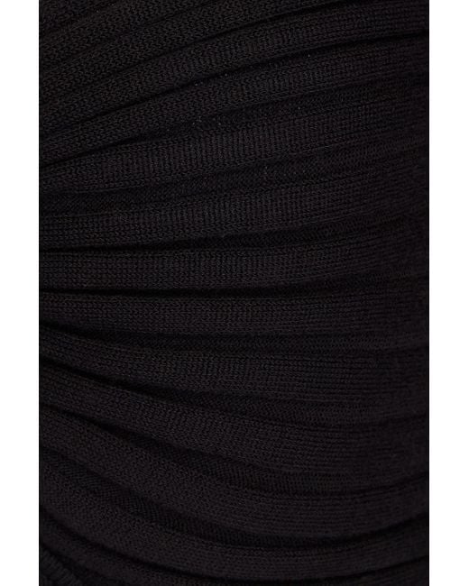 Ba&sh Black Cutout Ribbed-knit Maxi Dress