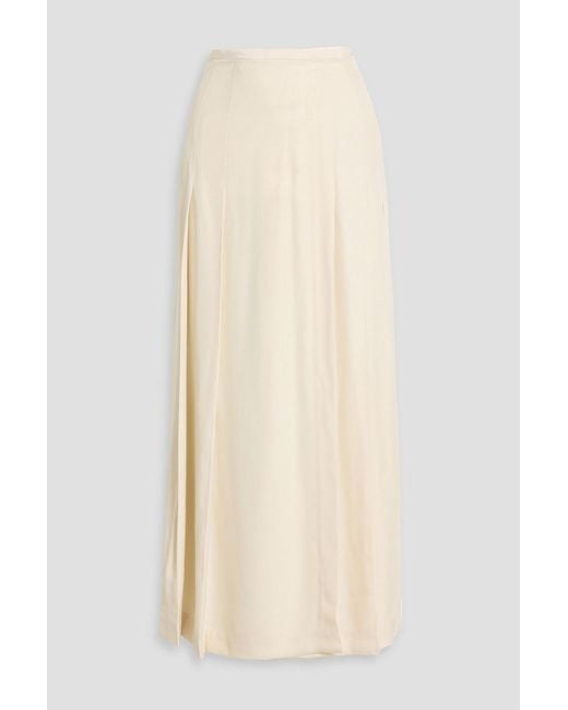 Totême Natural Pleated Satin-Crepe Maxi Wrap Skirt