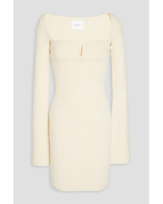 Galvan Natural Gaia Ribbed-knit Mini Dress
