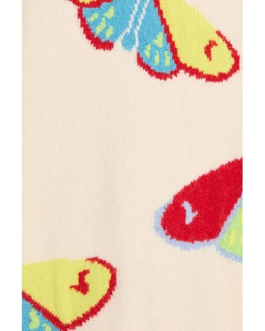 The Elder Statesman Pink Intarsia Cashmere Sweater