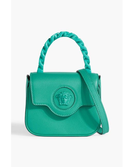 Versace Green La Medusa Pebbled-leather Shoulder Bag
