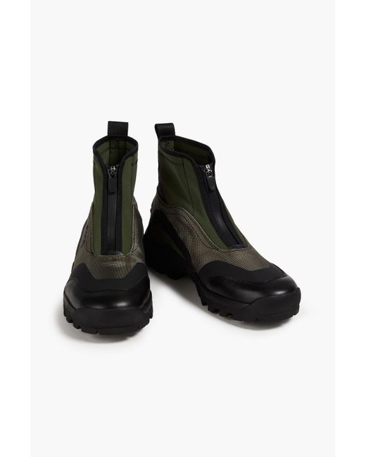Ganni Black Scuba And Faux Leather Ankle Boots