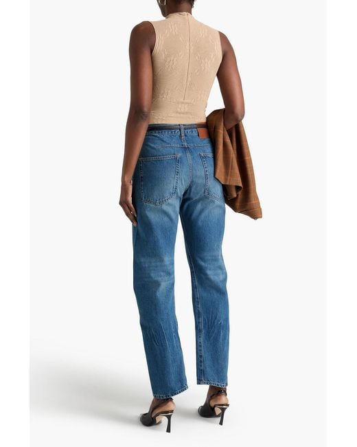 Victoria Beckham Blue Faded Mid-Rise Barrel-Leg Jeans