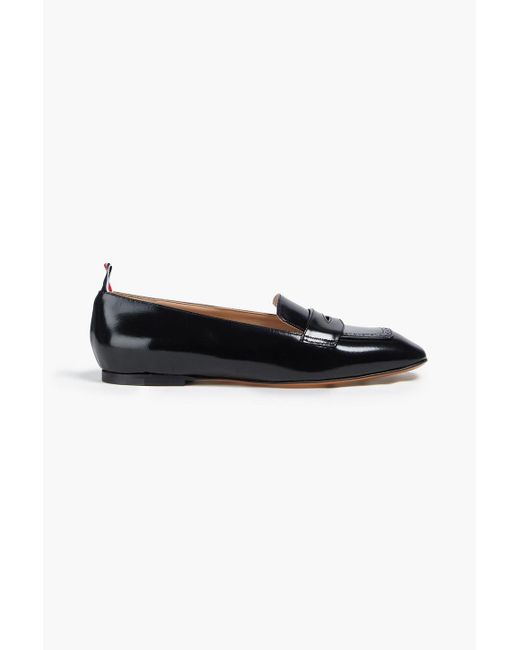 Thom Browne Black Glossed-leather Loafers