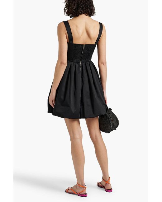 Cara Cara Black Claribelle Pleated Cutout Stretch Cotton-poplin Mini Dress