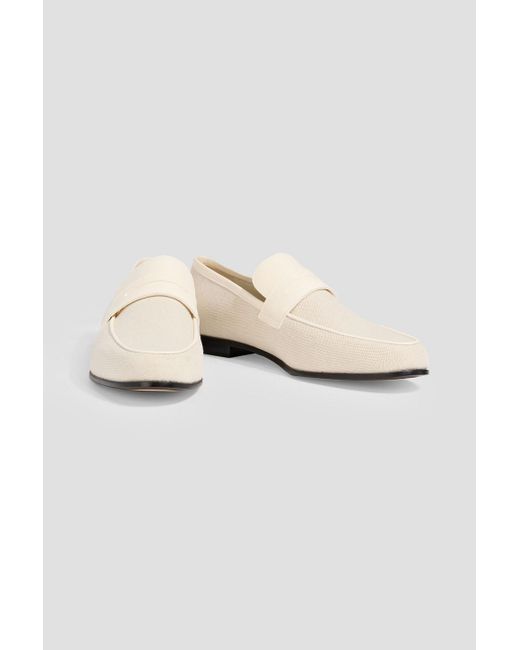 Totême  White Canvas And Leather Loafers
