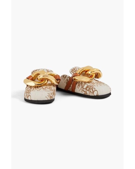 J.W. Anderson White Chain-embellished Jacquard Slippers