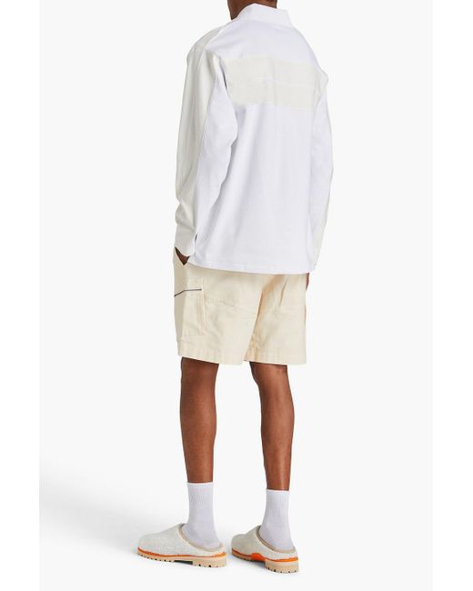 Jacquemus White Raye Striped Cotton-jersey Polo Shirt for men