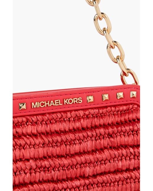 MICHAEL Michael Kors Red Livia Faux Raffia Envelope Clutch