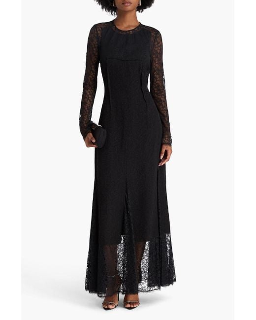 Jonathan Simkhai Black Brinda Corded Lace-Paneled Jacquard Gown
