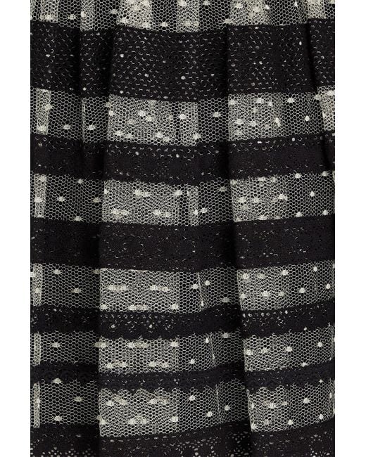 RED Valentino Black Crocheted Lace-paneled Point D'esprit Mini Dress