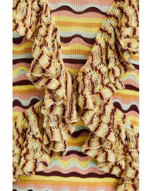 Ulla Johnson Metallic Ruffled Crochet-knit Silk And Cotton-blend Midi Dress