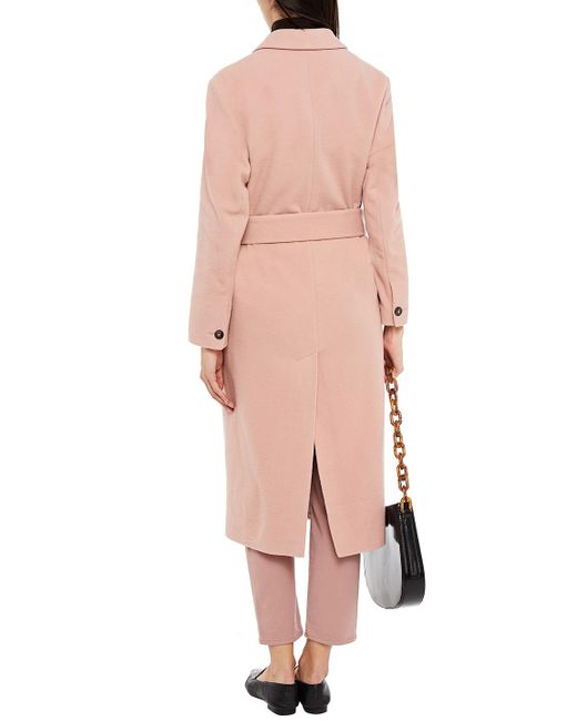 American Vintage Pink Belted Wool-blend Felt Coat