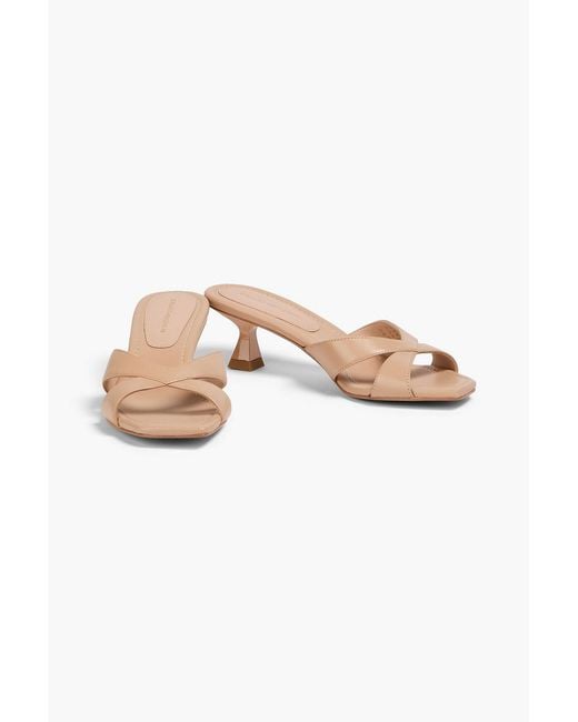 Stuart Weitzman Natural Miami 50 Leather Mules