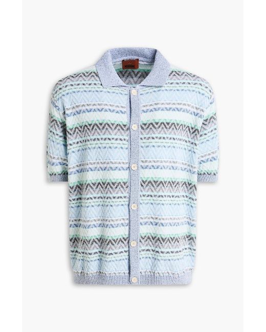 Missoni Blue Bouclé-Knit Cotton-Blend Shirt for men
