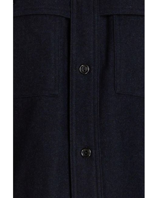 Sandro Blue Wool-blend Flannel Overshirt for men