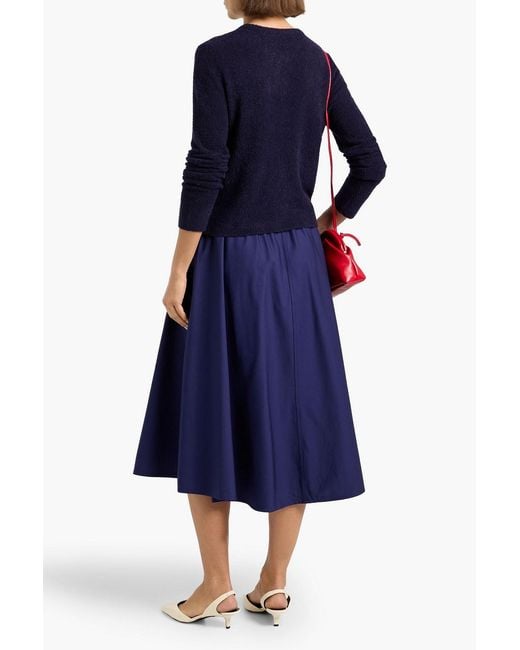 Vince Blue Cotton-Blend Twill Midi Skirt