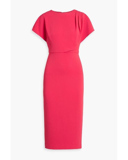 Badgley Mischka Pink Draped Crepe Midi Dress