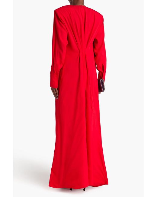 Stella McCartney Red Pleated Crepe Maxi Dress
