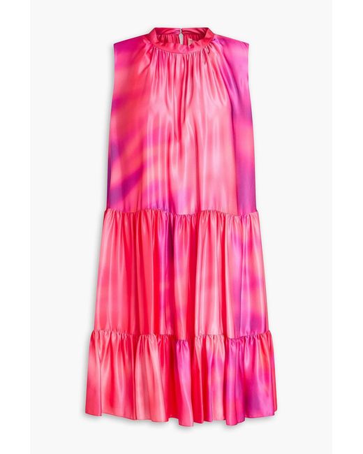 Roksanda Pink Phinia Gathered Tie-Dyed Satin-Crepe Mini Dress