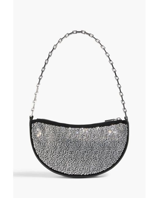IRO Gray Arc Crystal-embellished Suede Shoulder Bag
