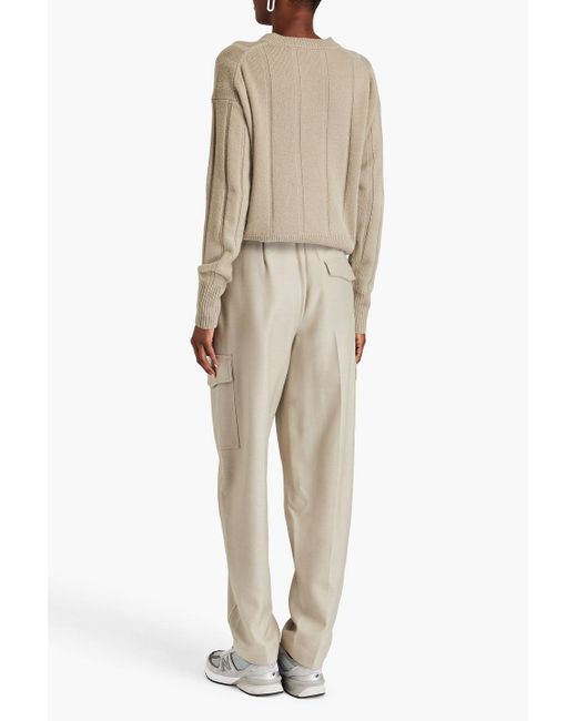 Joseph Natural Devonport Belted Wool-blend Twill Tapered Pants