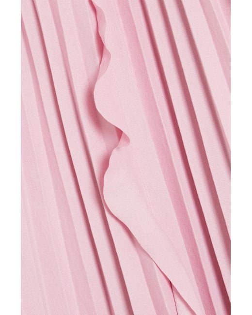 RED Valentino Pink Ruffled Plissé-crepe Mini Dress