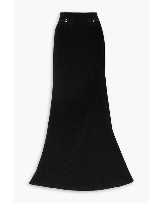 Alessandra Rich Black Button-embellished Wool-blend Bouclé Maxi Skirt