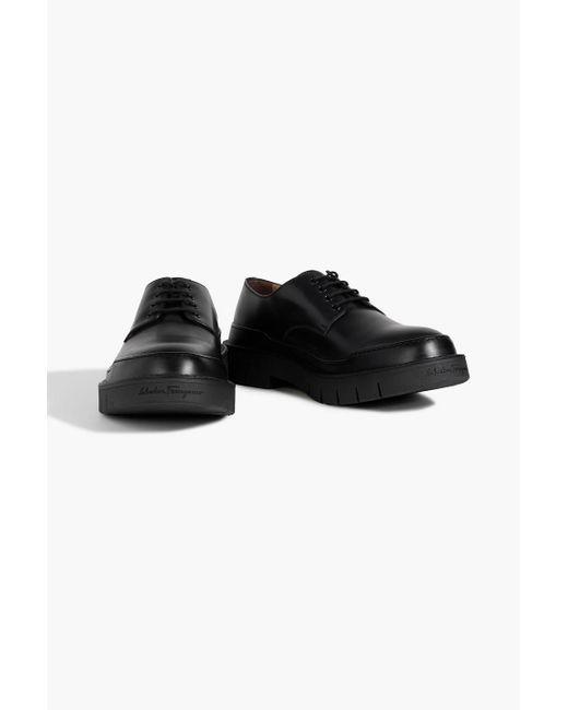 Ferragamo Black Ninja Leather Derby Shoes for men