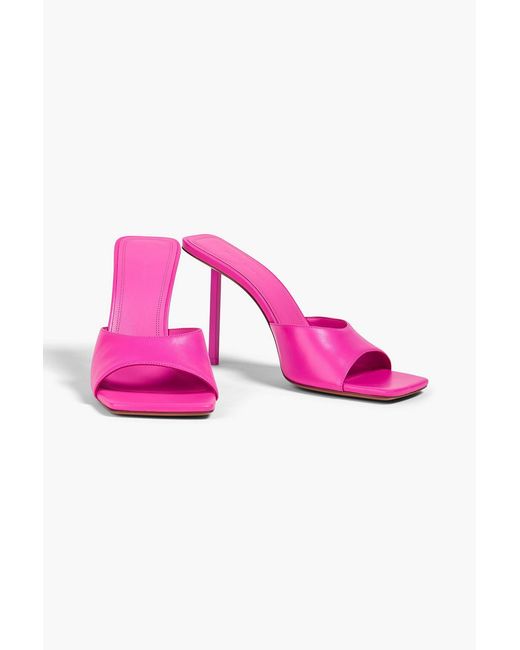 AMINA MUADDI Pink Laura Leather Mules