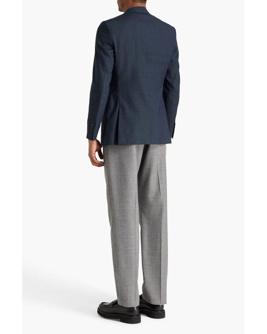 Dunhill Blue Prince Of Wales Checked Wool, Linen And Silk-blend Suit Jacket for men