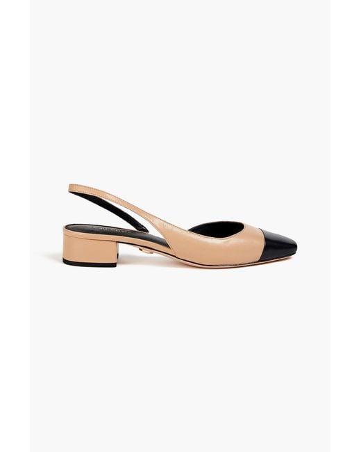 Veronica Beard White Cecile Two-tone Leather Slingback Pumps