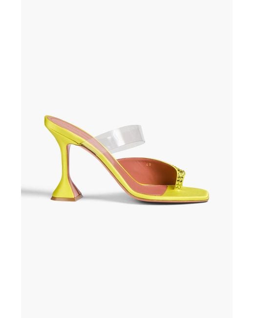 AMINA MUADDI Yellow Paloma Crystal-embellished Satin And Pvc Mules