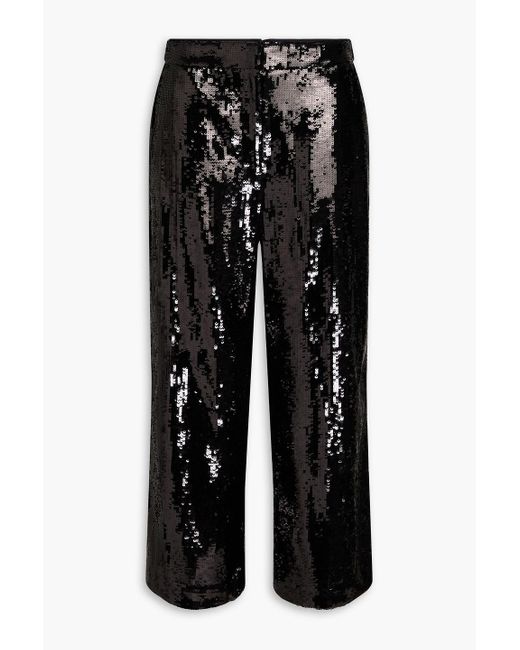 Theory Black Sequined Crepe Straight-leg Pants