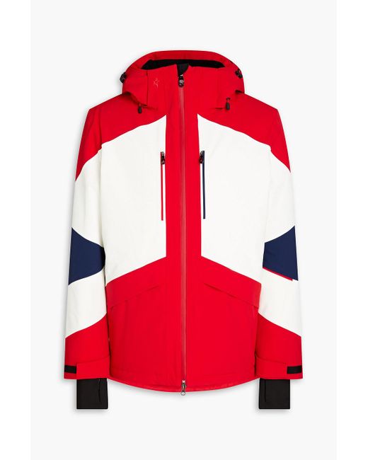 Perfect Moment Red Chamonix Color-block Hooded Ski Jacket for men