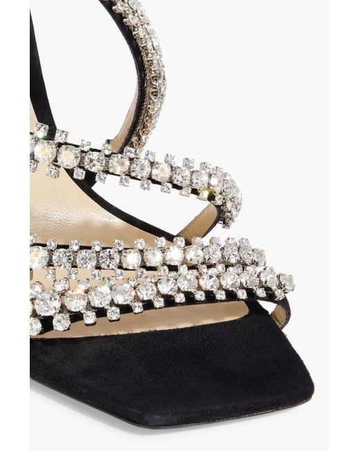 Jimmy Choo White Josefine 100 Crystal-embellished Suede Sandals