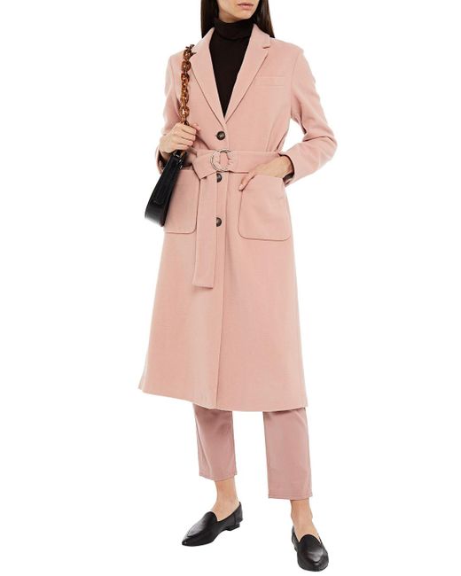 American Vintage Pink Belted Wool-blend Felt Coat