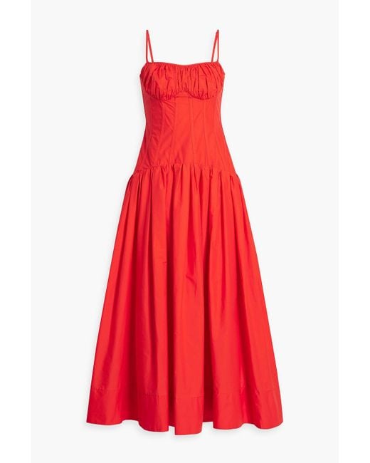 Nicholas Red Dolma Gathe Cotton Maxi Dress