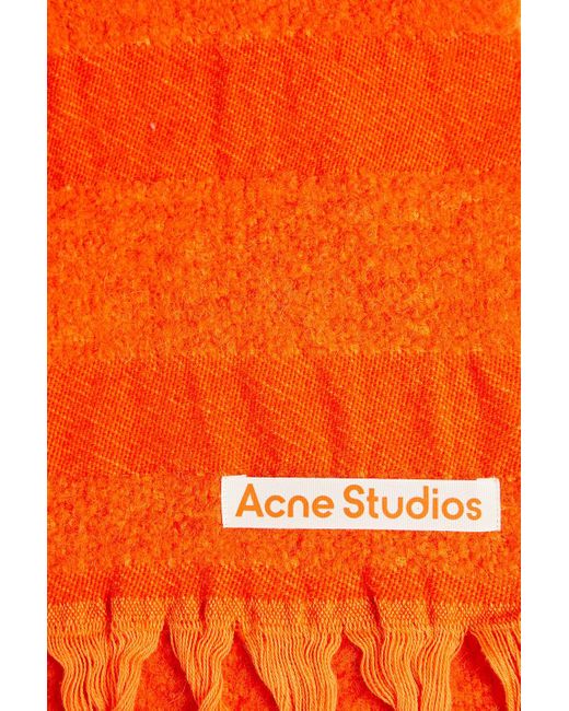 Acne Orange Vaiano schal aus bouclé-tweed mit streifen