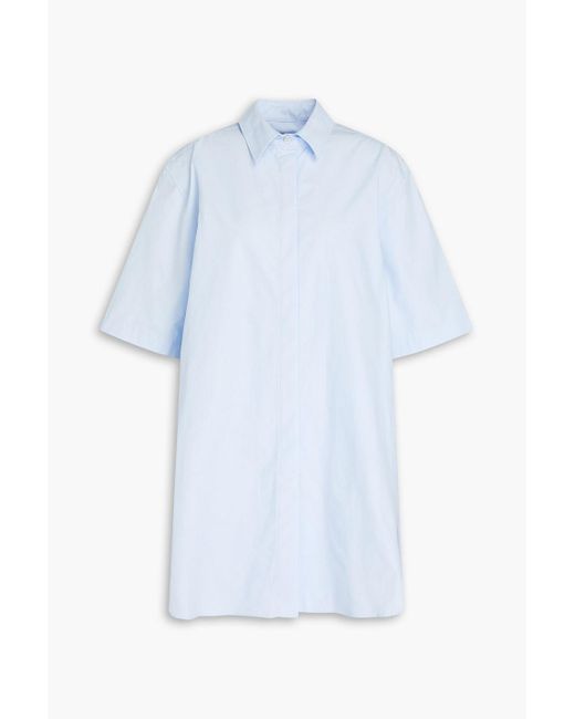 Loulou Studio Blue Mago Cotton-poplin Mini Shirt Dress