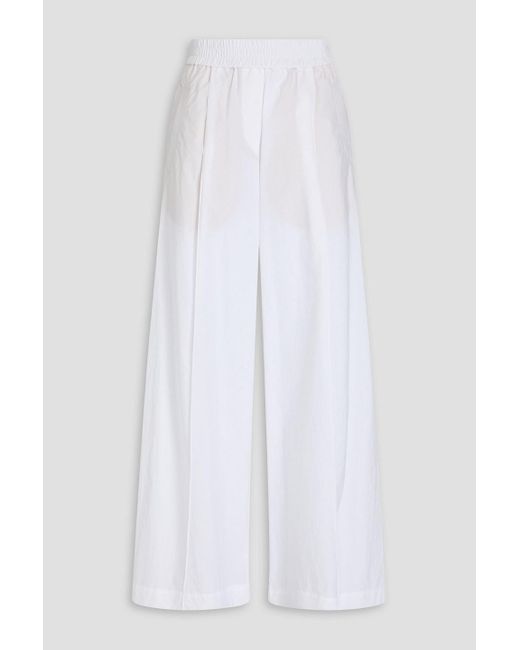 Brunello Cucinelli White Hose mit weitem bein aus baumwollpopeline